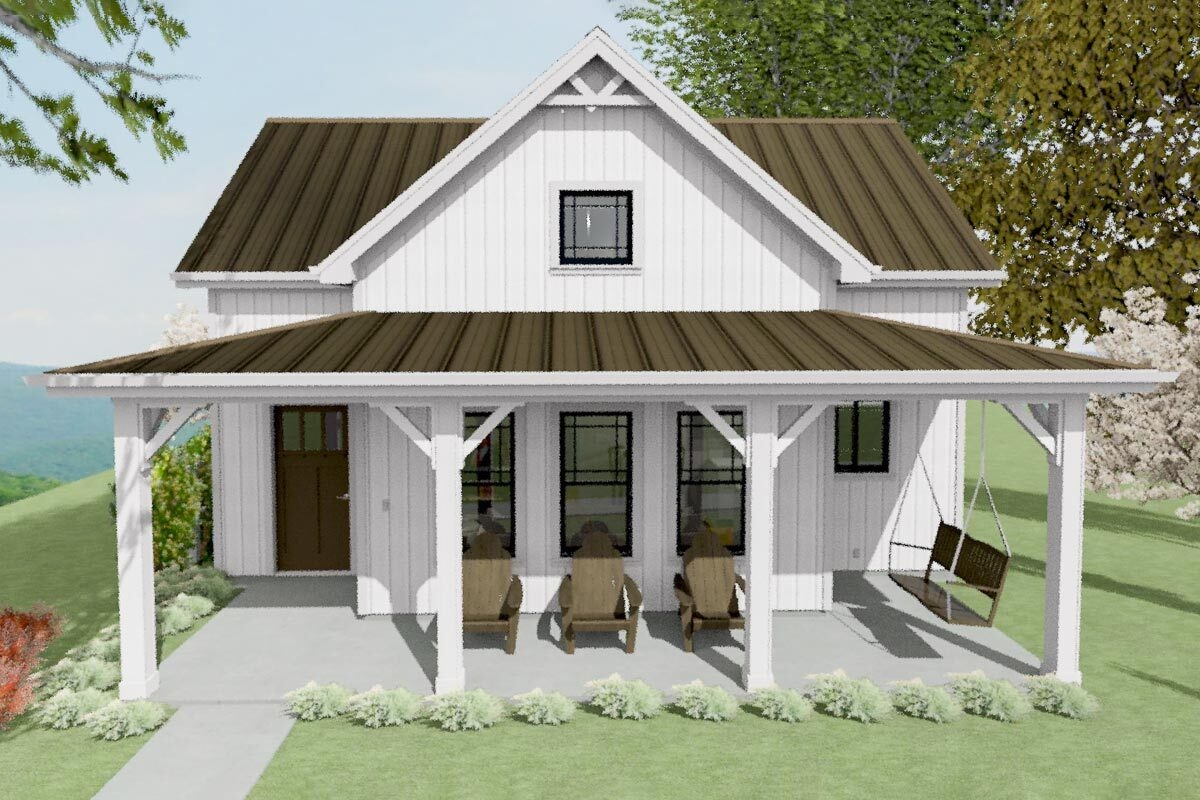 750 Square Foot Cottage House Plan With Vaulted Living Room 430808SNG 