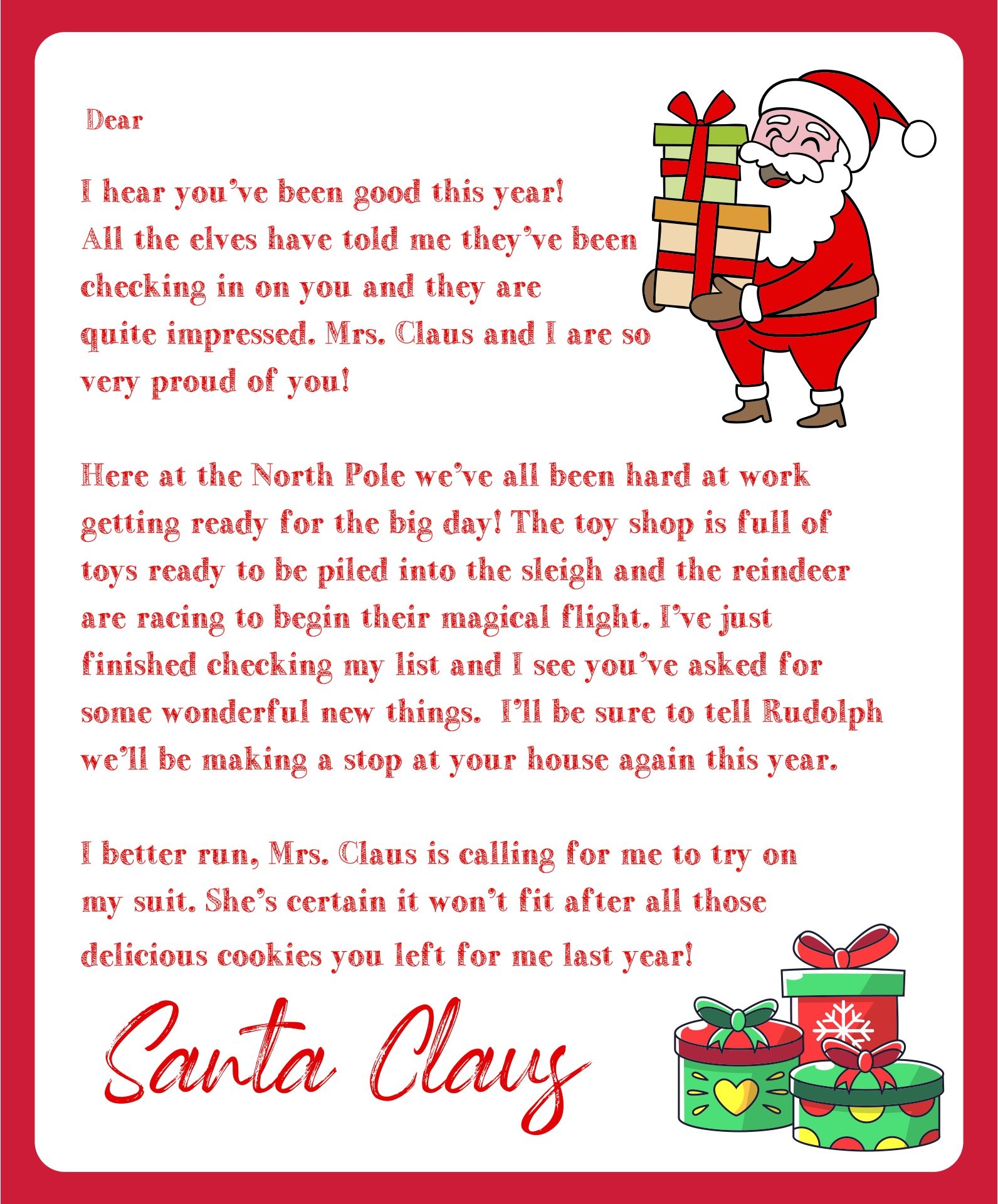 8 Best Images Of Free Printable Letters From Santa Claus Templates 