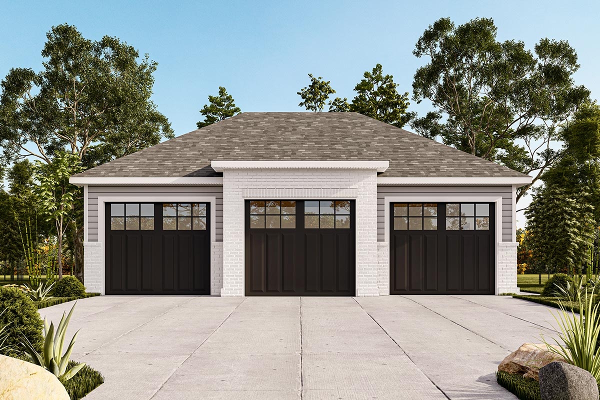 899 Square Foot Detached 3 Car Garage With Hipped Roof 911024JVD 