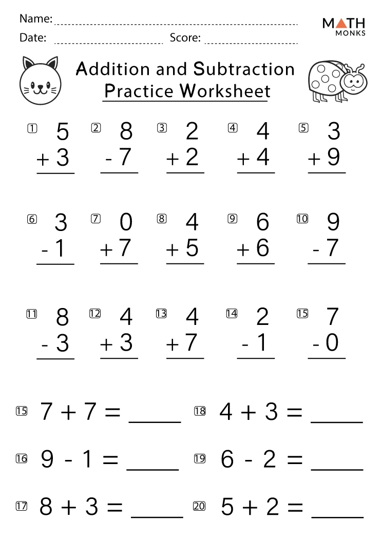 Addition And Subtraction Worksheets Grade 6 Free Printable Addition 