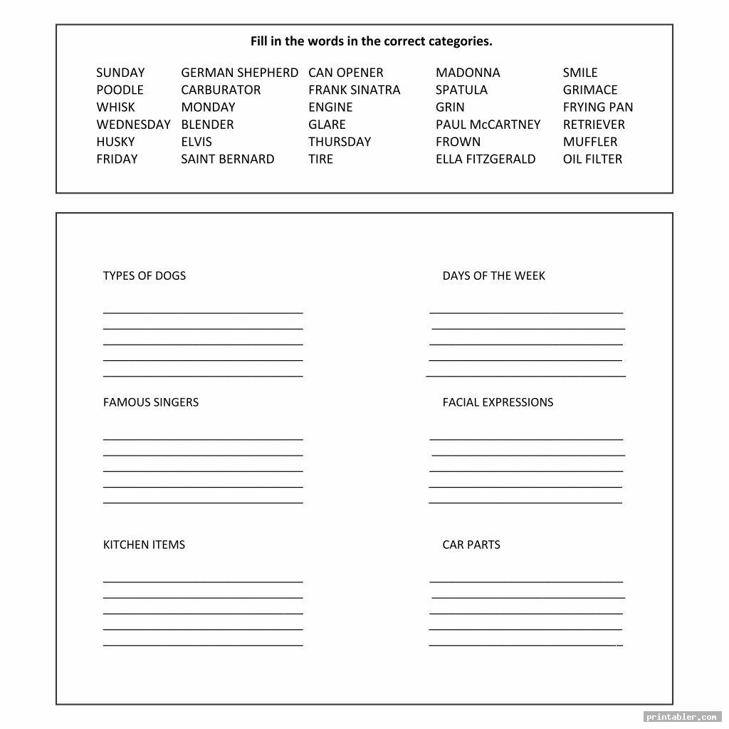 Adult Cognitive Worksheets Printable Gridgit