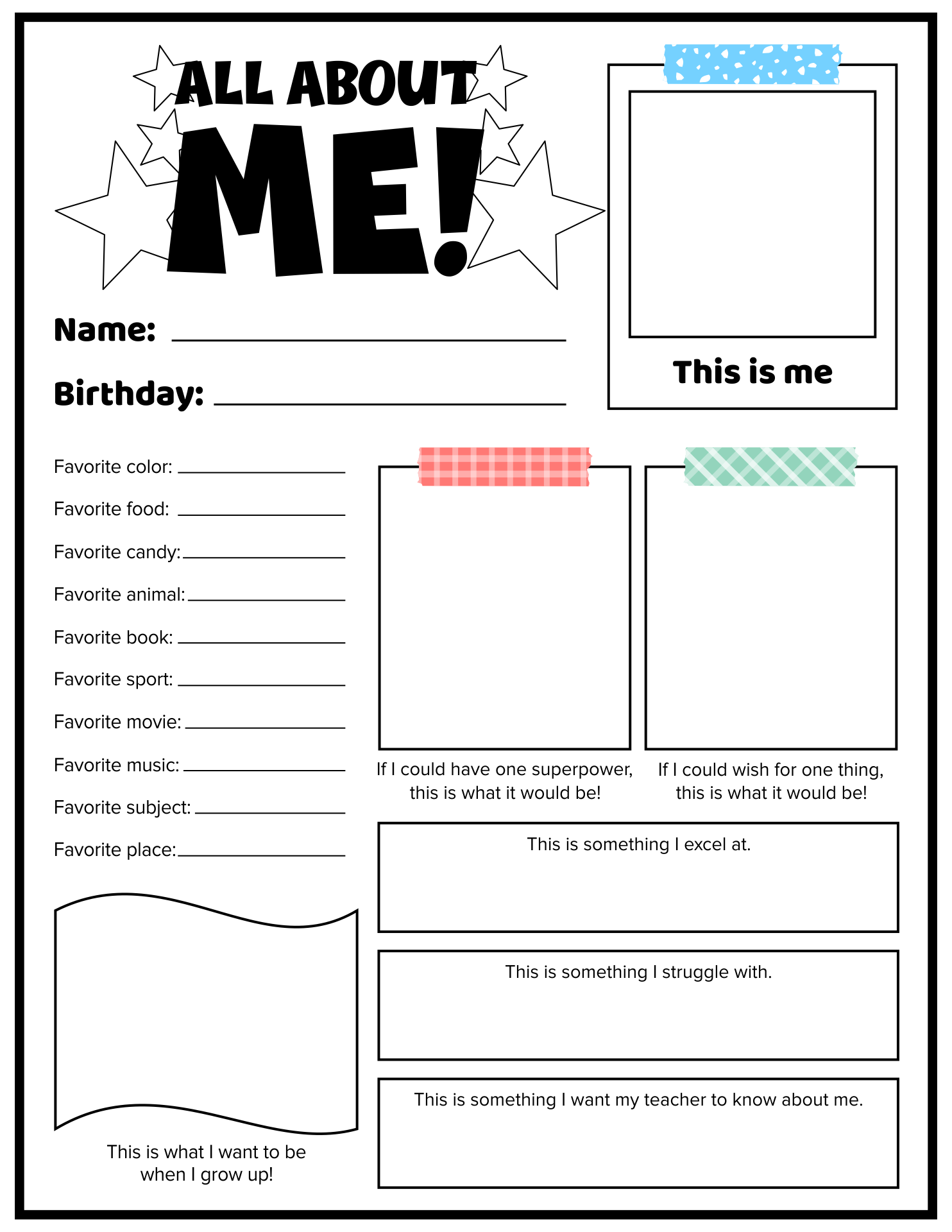 All About Me Adult 20 Free PDF Printables Printablee