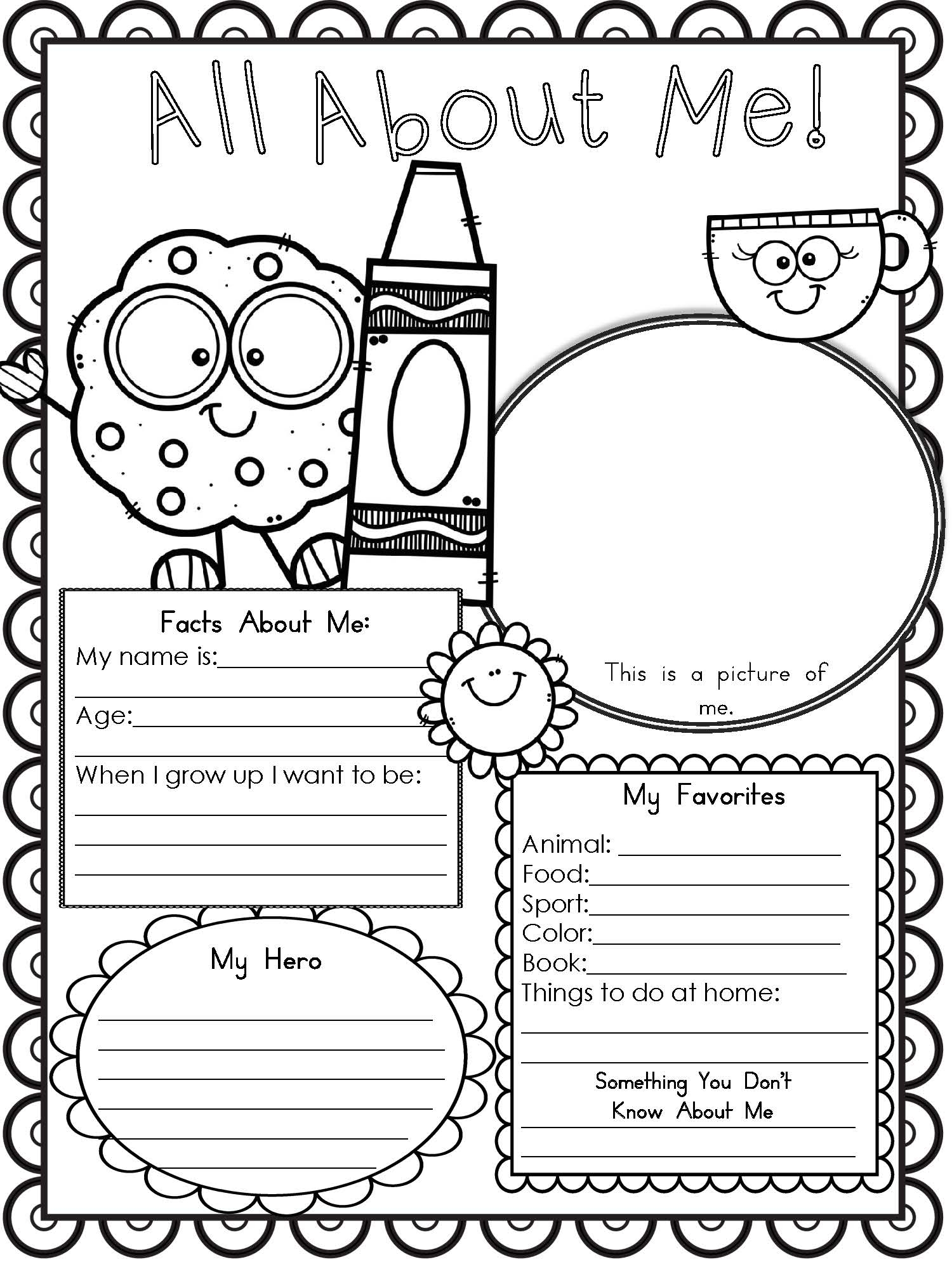 All About Me Worksheet Preschool Printable Printable Worksheets
