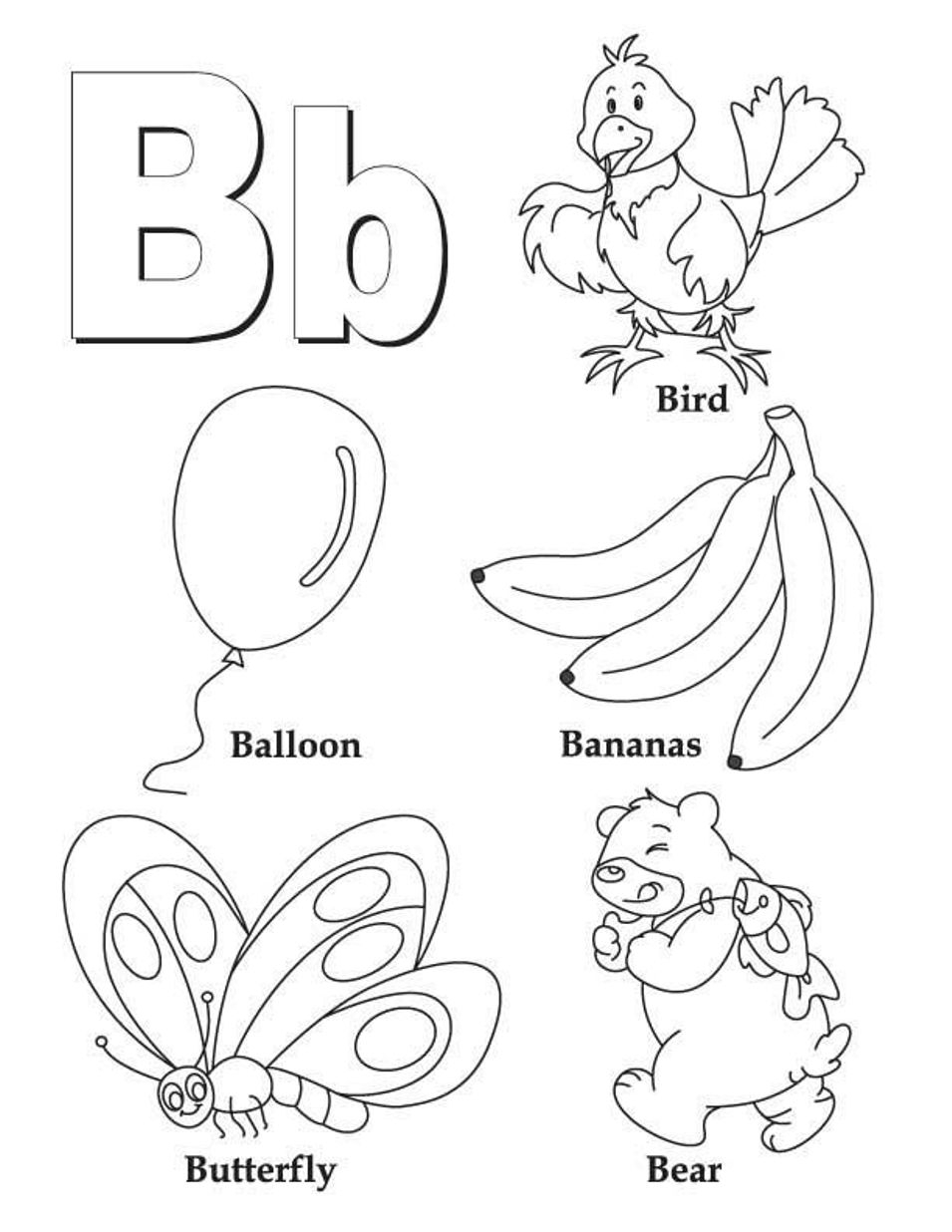 Alphabet Coloring Pages B Word Printable Letter B Coloring Pages 