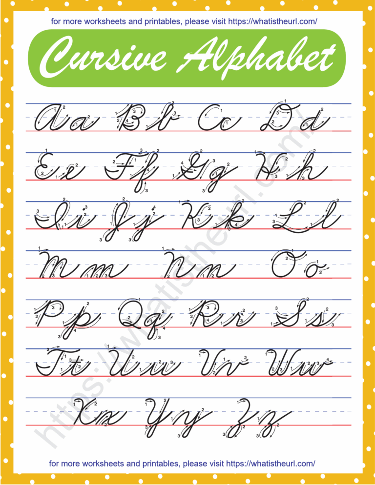 Alphabet In Cursive Printable Chart