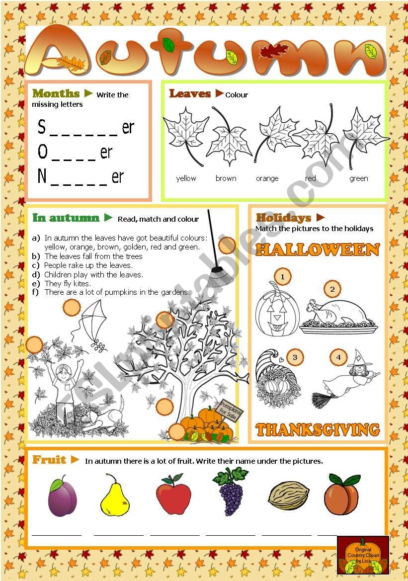 Autumn Fall Worksheet Printable