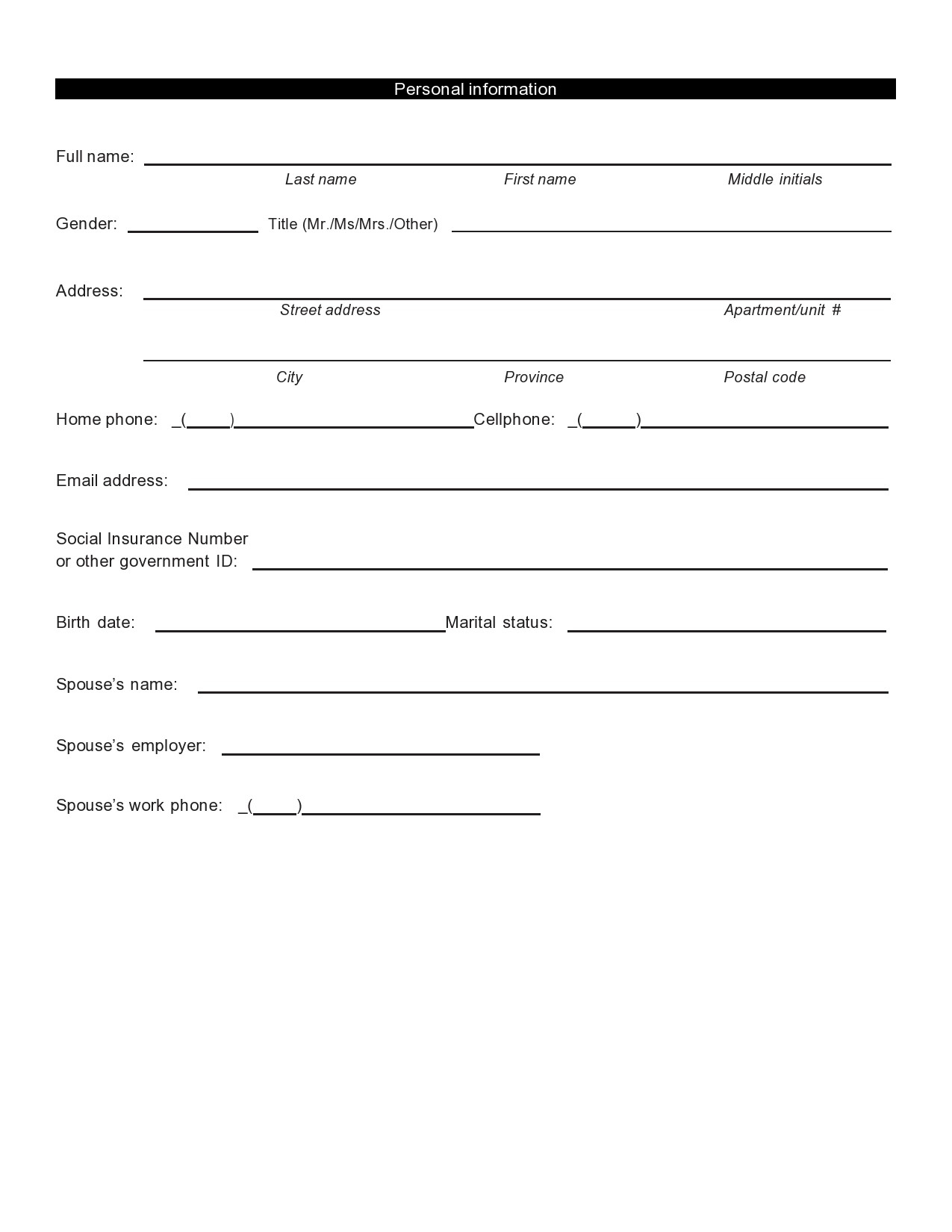 Basic Contact Information Form Printable Printable Forms Free Online Basic Contact Information Form Printable Printable Forms Free Online