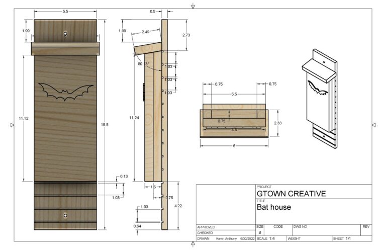 BAT HOUSE Plans Bat House Drawing Fusion 360 Model Bat House Build 