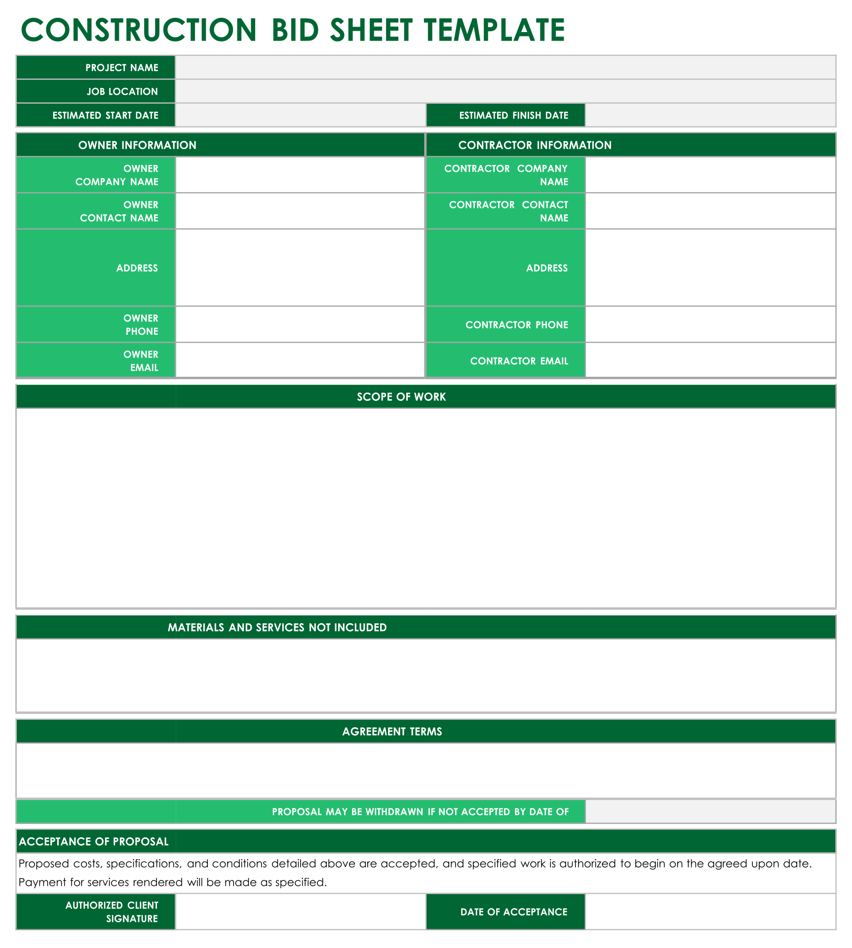 Bid Proposal Templates 10 Free PDF Printables Printablee