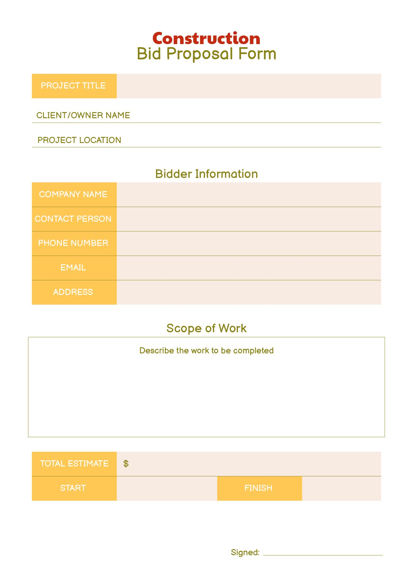 Bid Proposal Templates 10 Free PDF Printables Printablee