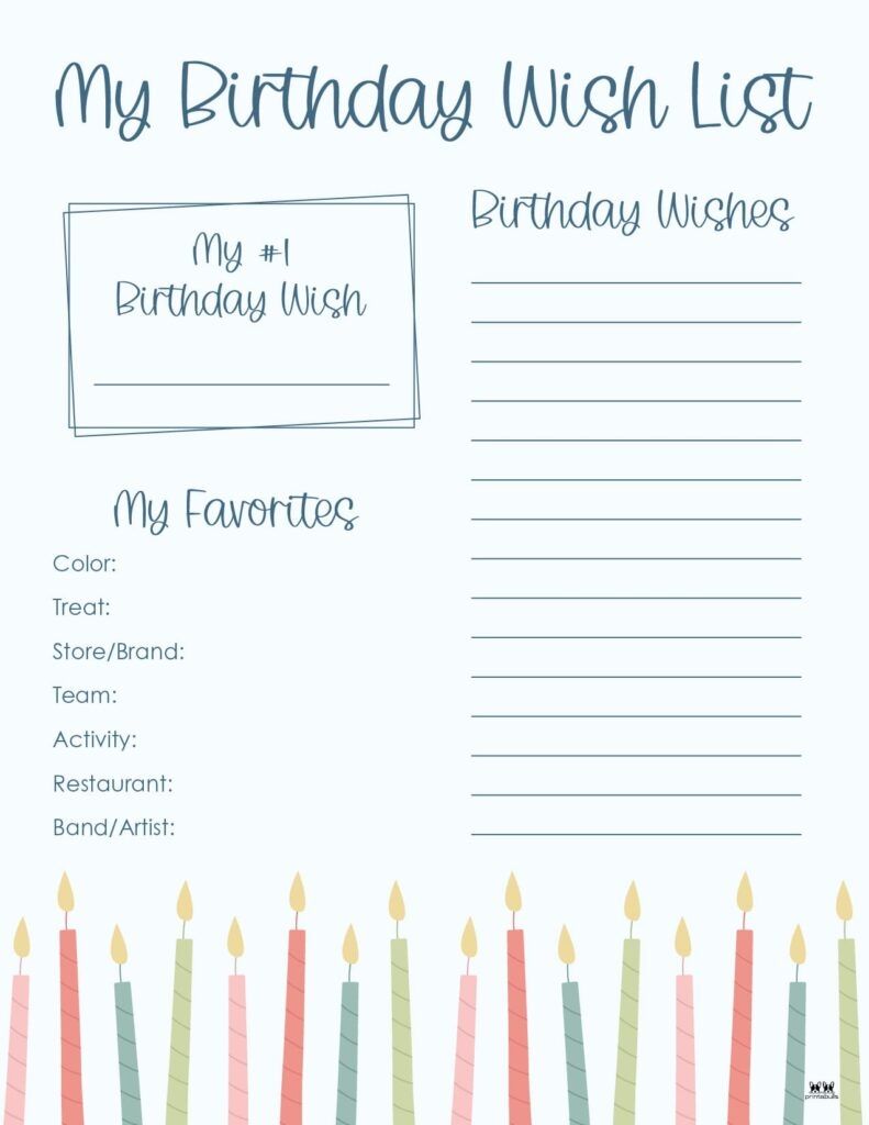 Birthday Wish List Templates 12 FREE Lists Printabulls