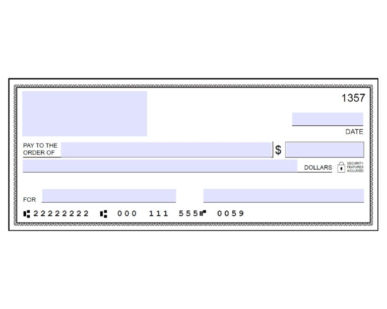 Blank Check Template Editable Check Template Printable Check 