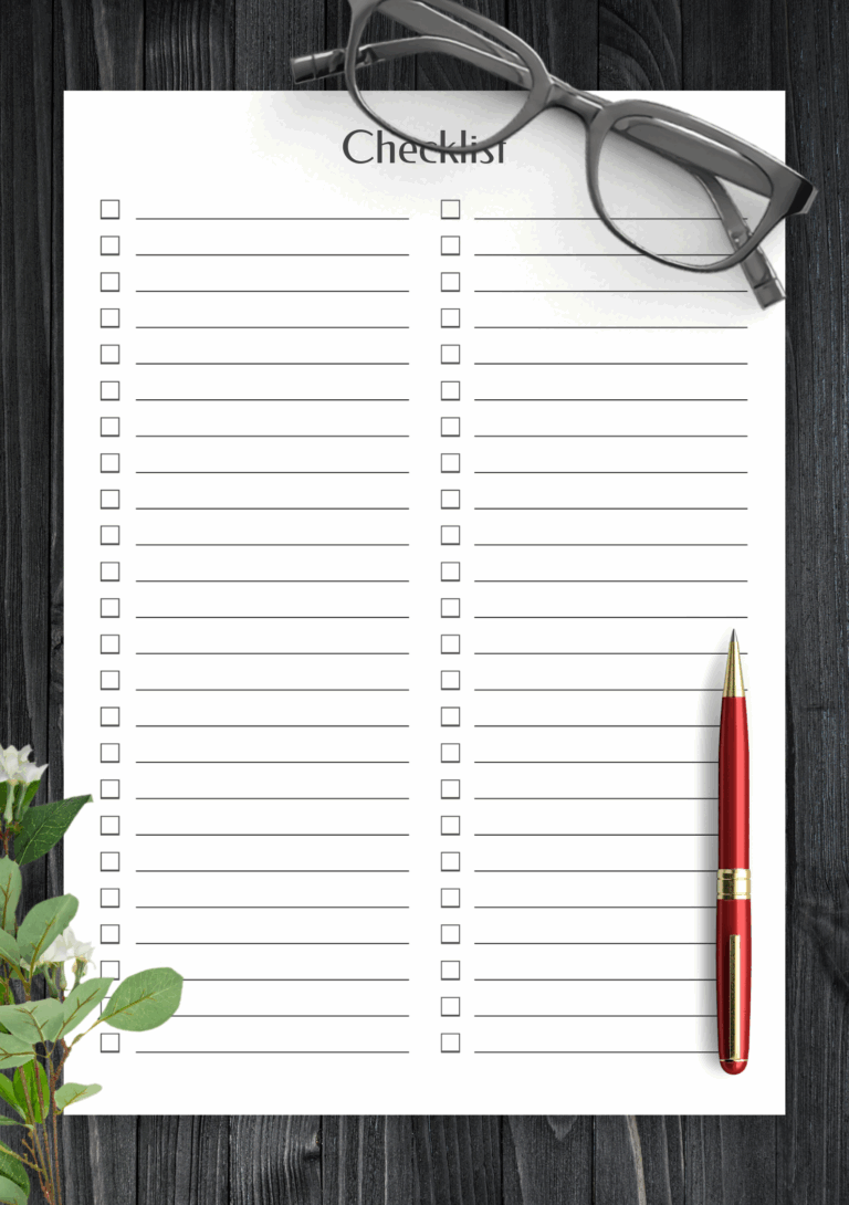 Blank Checklist Template PDF Stay Organized Productive