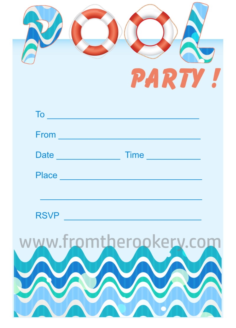 Blank Free Printable Pool Party Invitations Templates Printable Templates