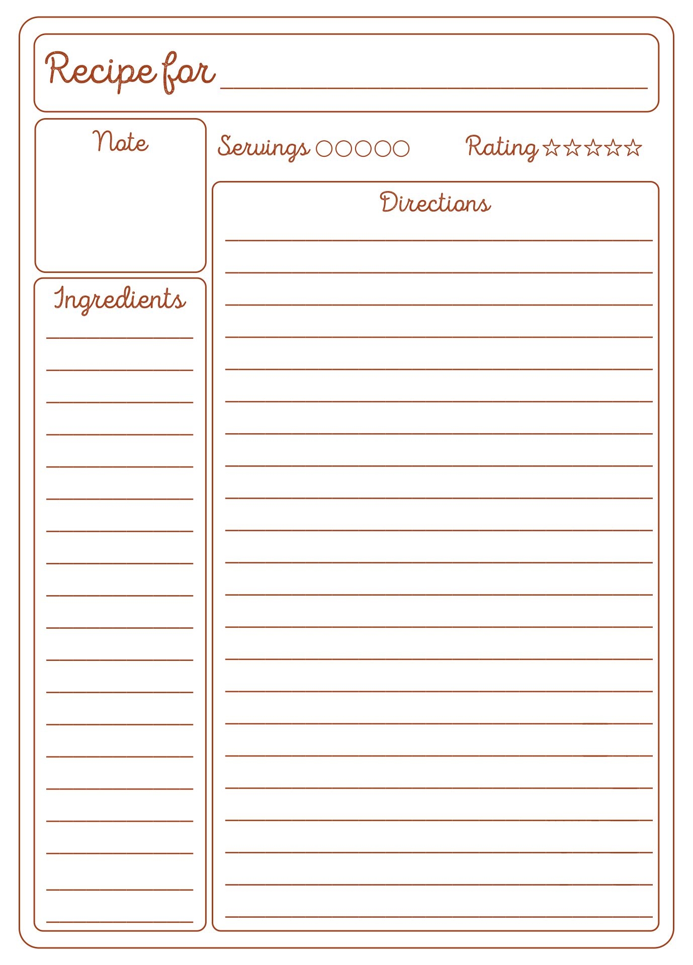 Blank Recipe Cards 10 Free PDF Printables Printablee