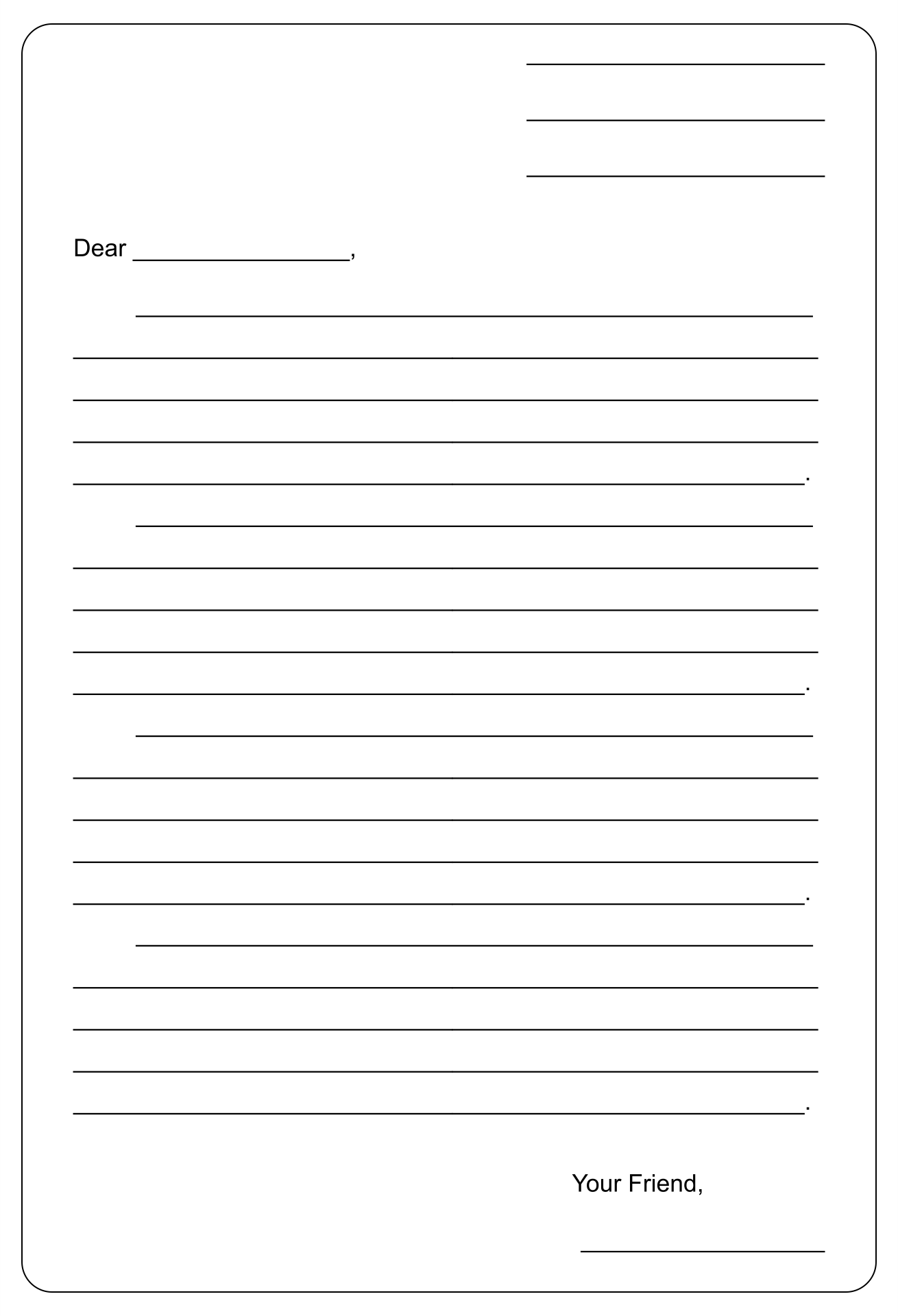 Blank Template Friendly Letter 10 Free PDF Printables Printablee