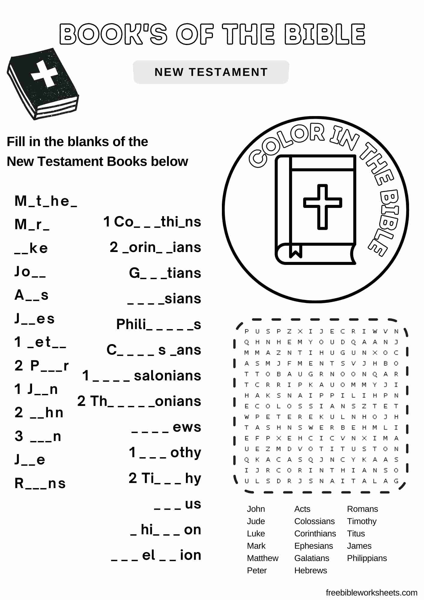 Books Of The Bible New Testament VBS Worksheet Free Bible Worksheets Books Of The Bible New Testament VBS Worksheet Free Bible Worksheets