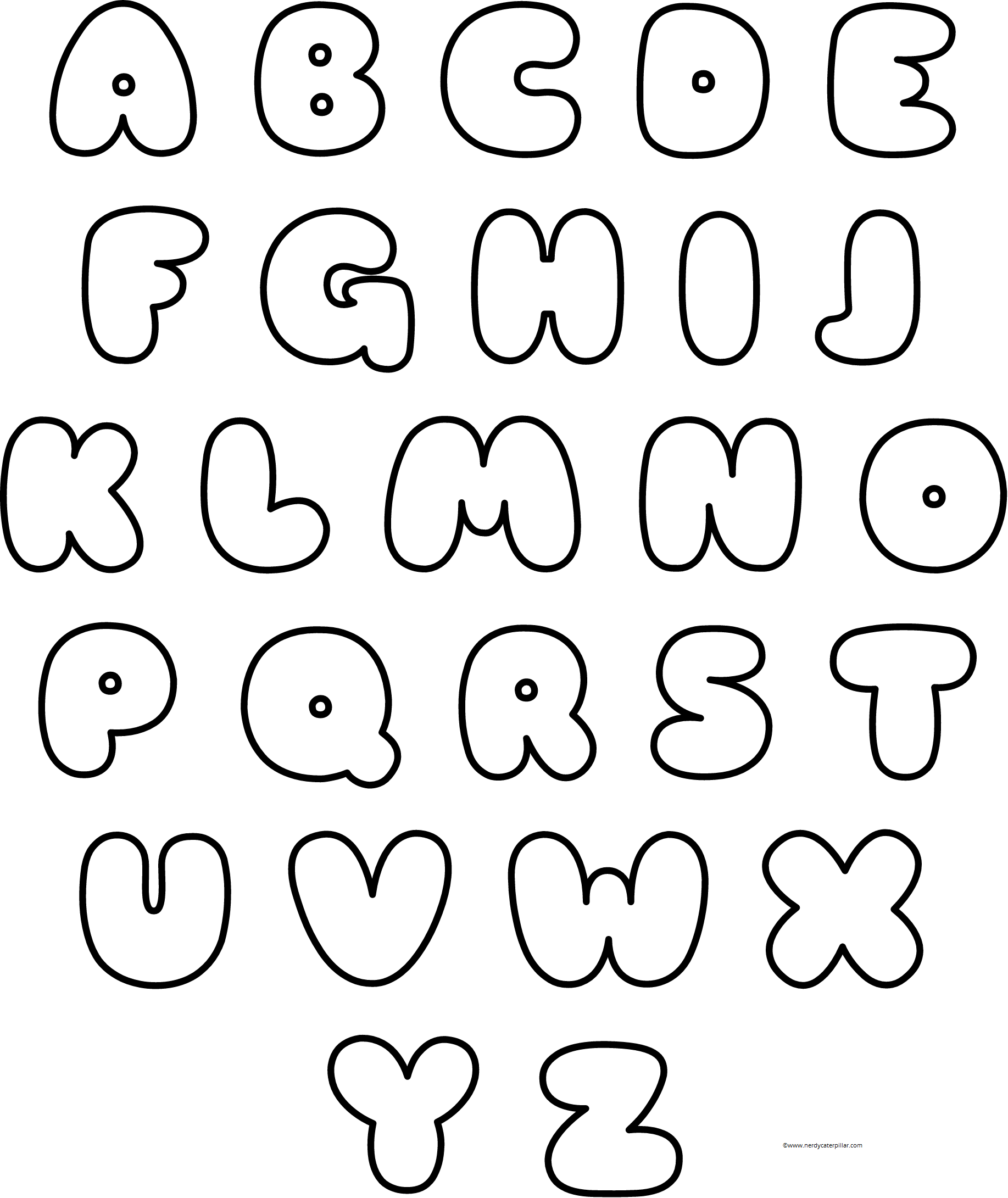 Bubble Alphabet Letters To Print And Trace