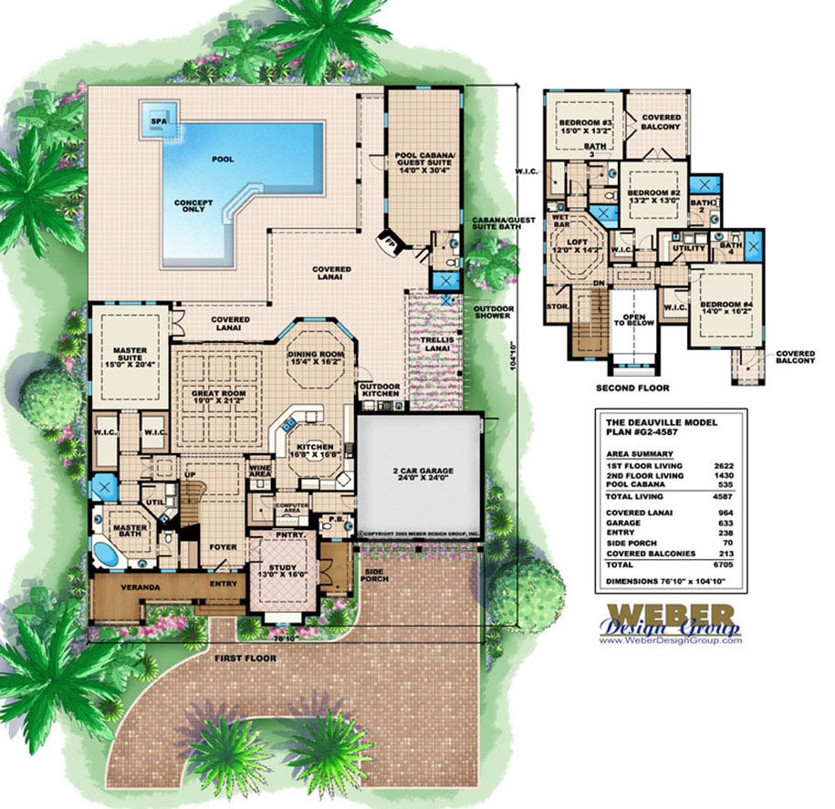 California House Plan 2 Story California Style Home Plan With Pool 