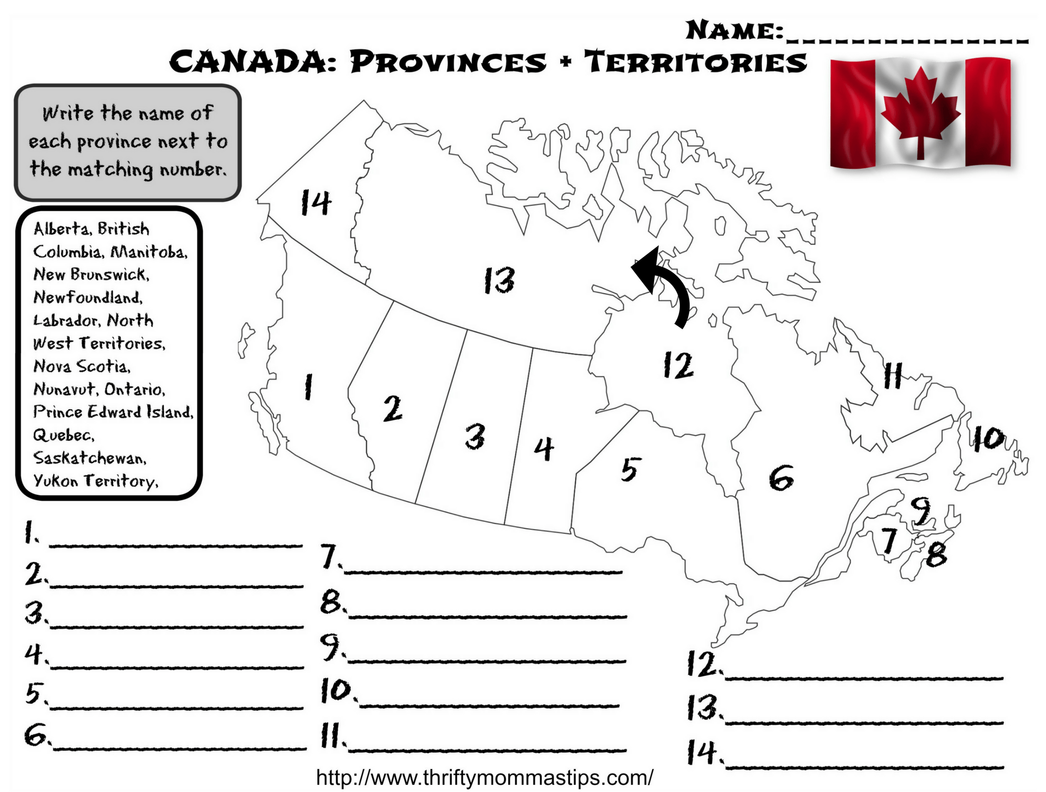 Canada Worksheets