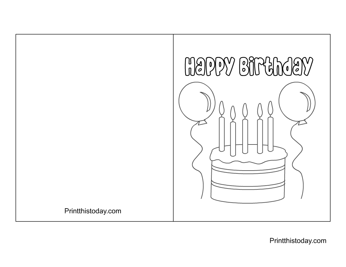 Card Template Printable Foldable Happy Birthday Coloring Card Card Template Printable Foldable Happy Birthday Coloring Card