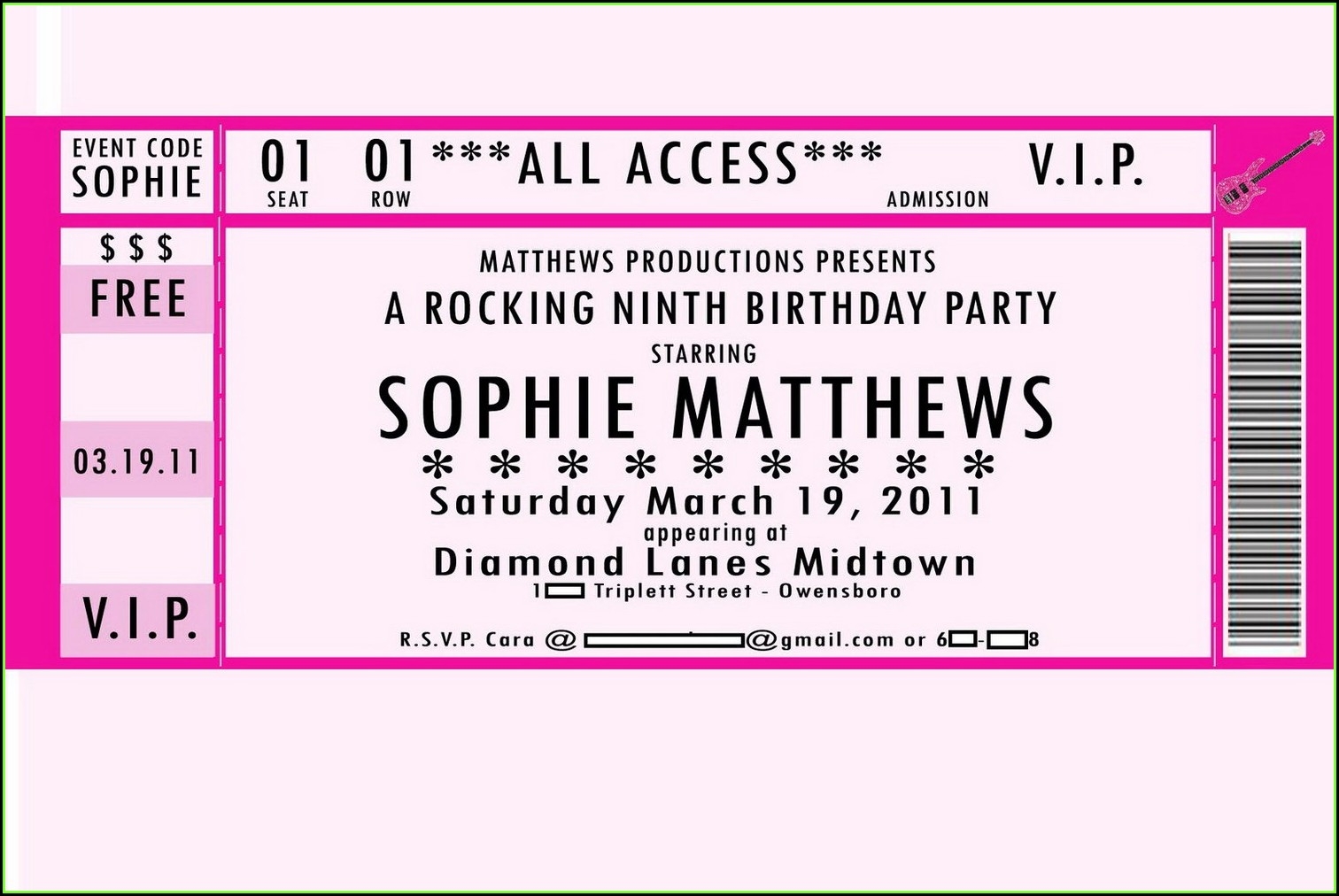 Concert Ticket Template Free Printable