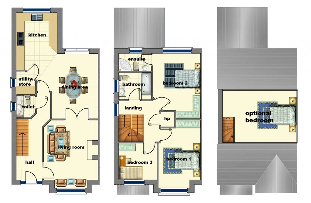 Cool Three Bedroom Semi Detached House Plan New Home Plans Design