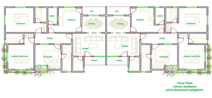 Cool Three Bedroom Semi Detached House Plan New Home Plans Design