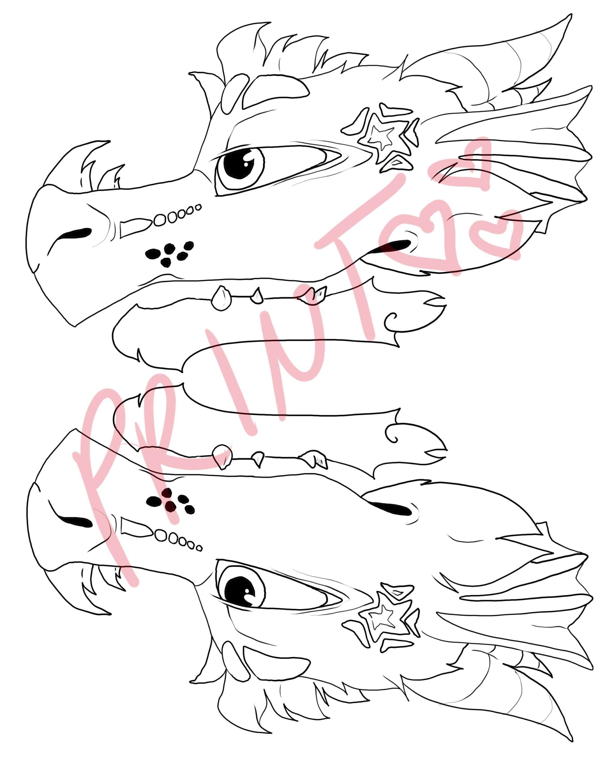 Customizable Color Your Own Printable Paper Dragon Puppet Template Base