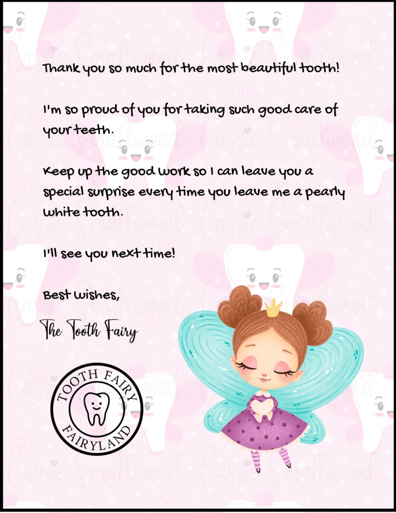 Cute Free Printable Tooth Fairy Letters Notes Cassie Smallwood