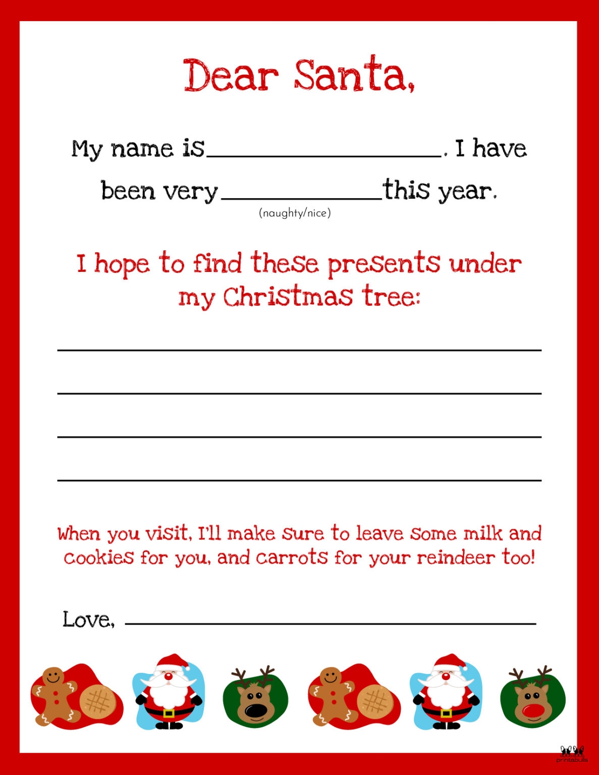 Dear Santa Letter Printables FREE Printabulls