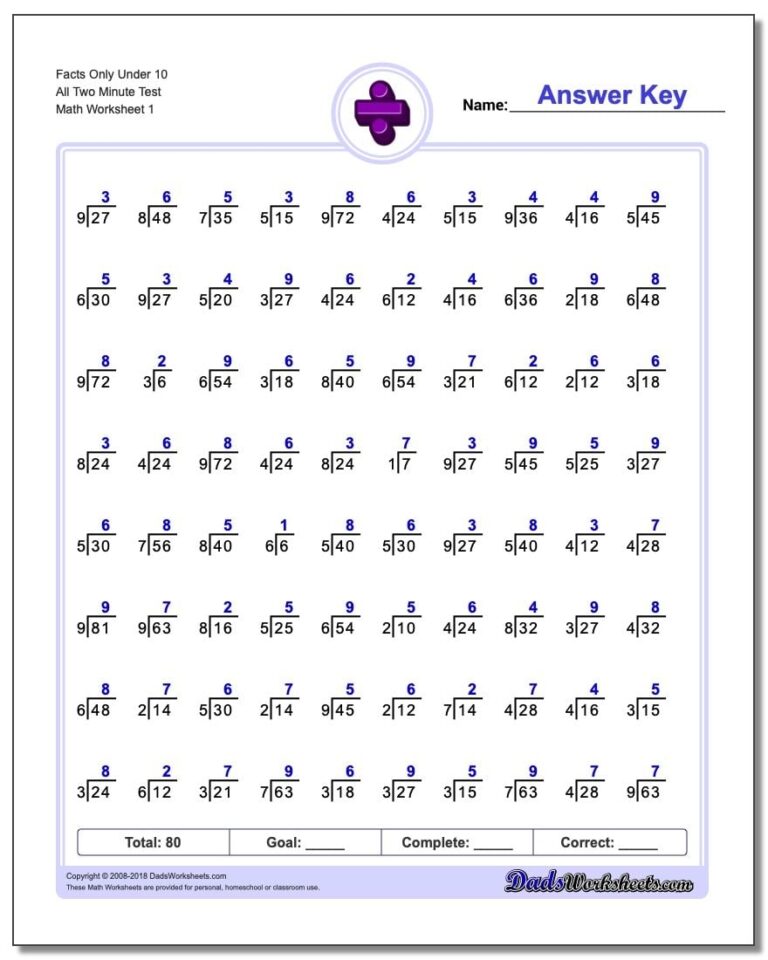 Division Practice Worksheets Printable