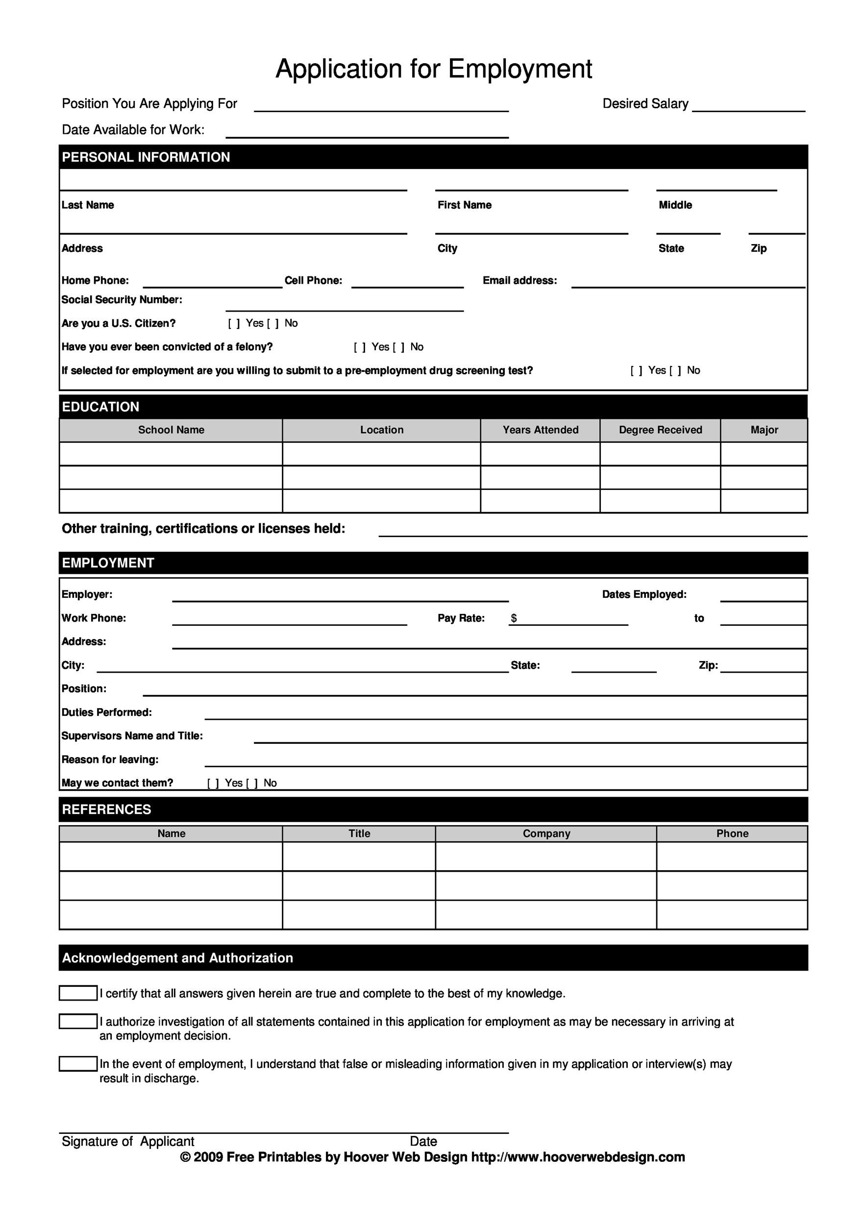 Download Free Printable Job Application Forms Online Printable Templates