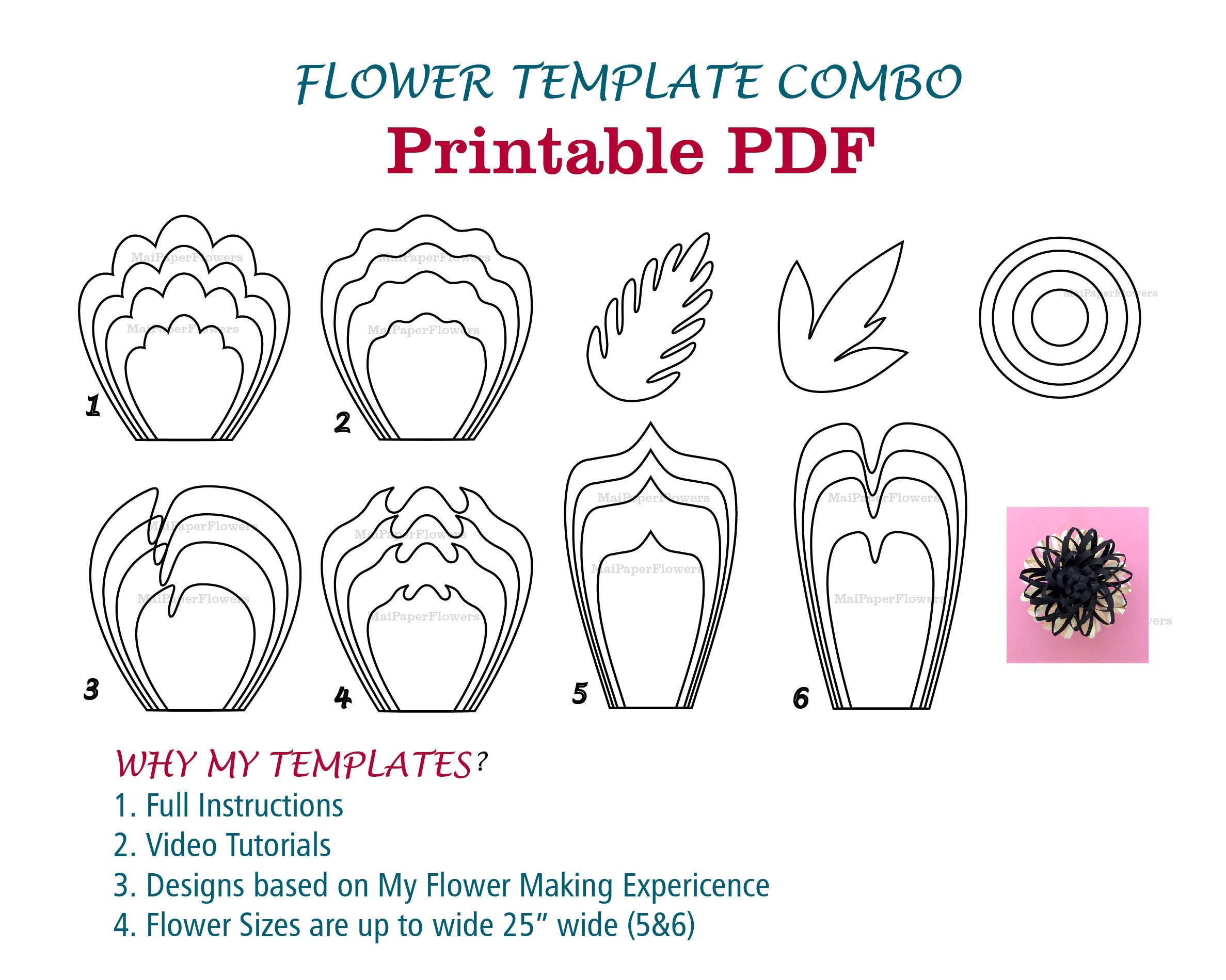 Downloadable Free Printable Paper Flower Templates For Cricut Printables