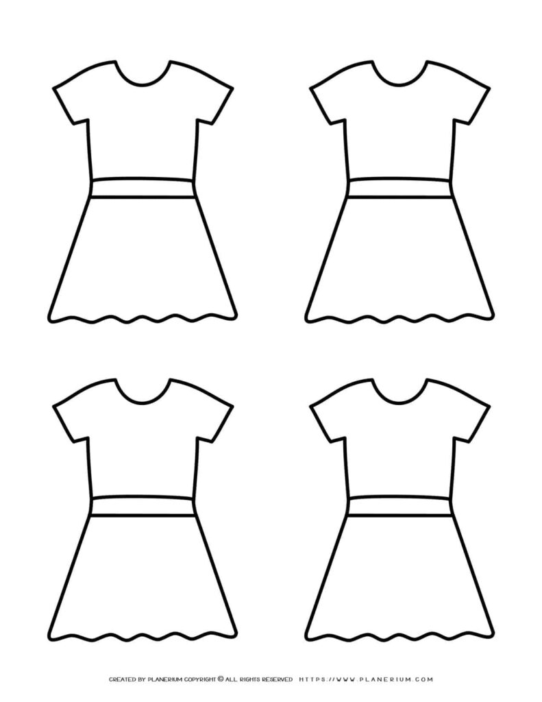 Dress Template Four Dresses FREE Printable Planerium Fillable Form 2024