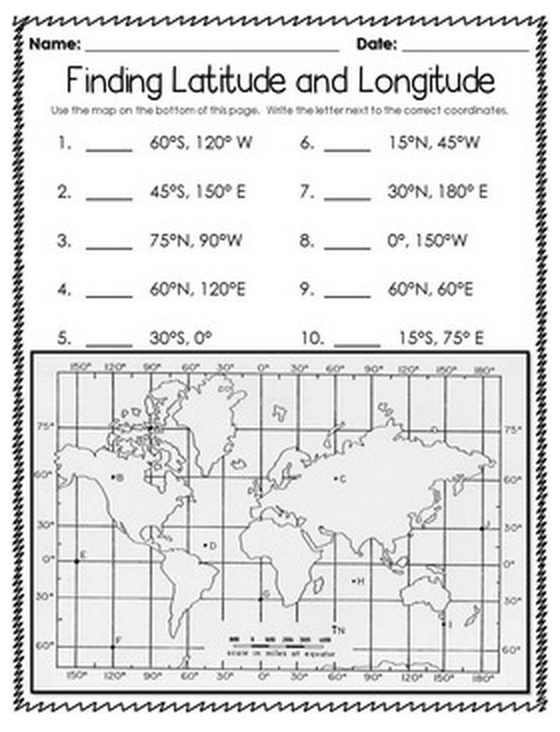 Easy Latitude And Longitude Worksheets Pdf