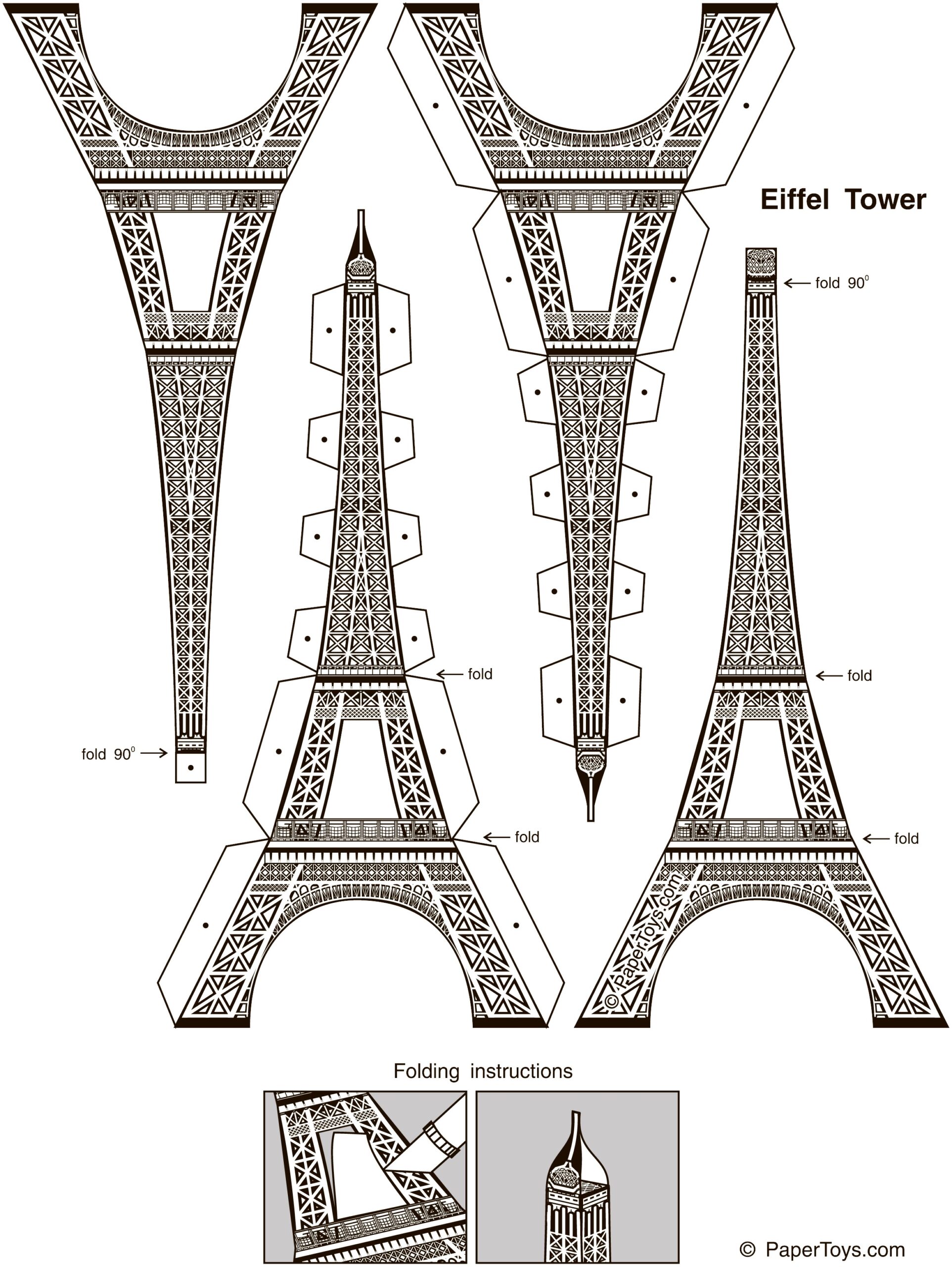 Eiffel Tower Paper Model Free Printable Paper Template