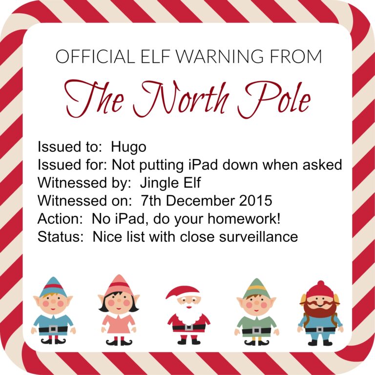 Elf On The Shelf Elf Warning Note Template Notes To Self