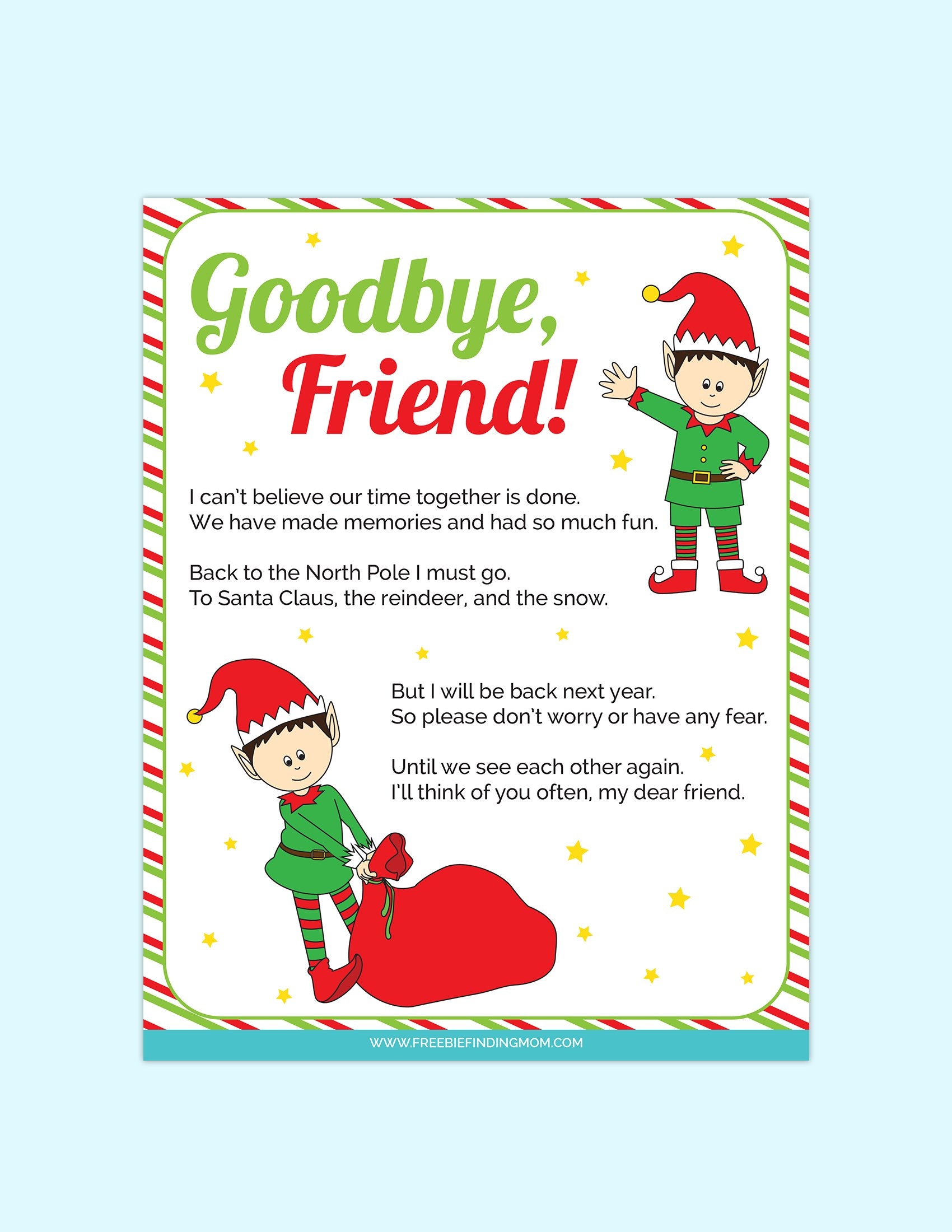 Elf On The Shelf Goodbye Letter Printable Free Free Printable