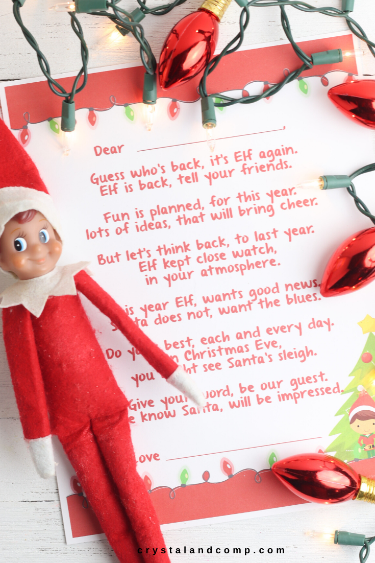 Elf On The Shelf Welcome Back Letter Free Printable