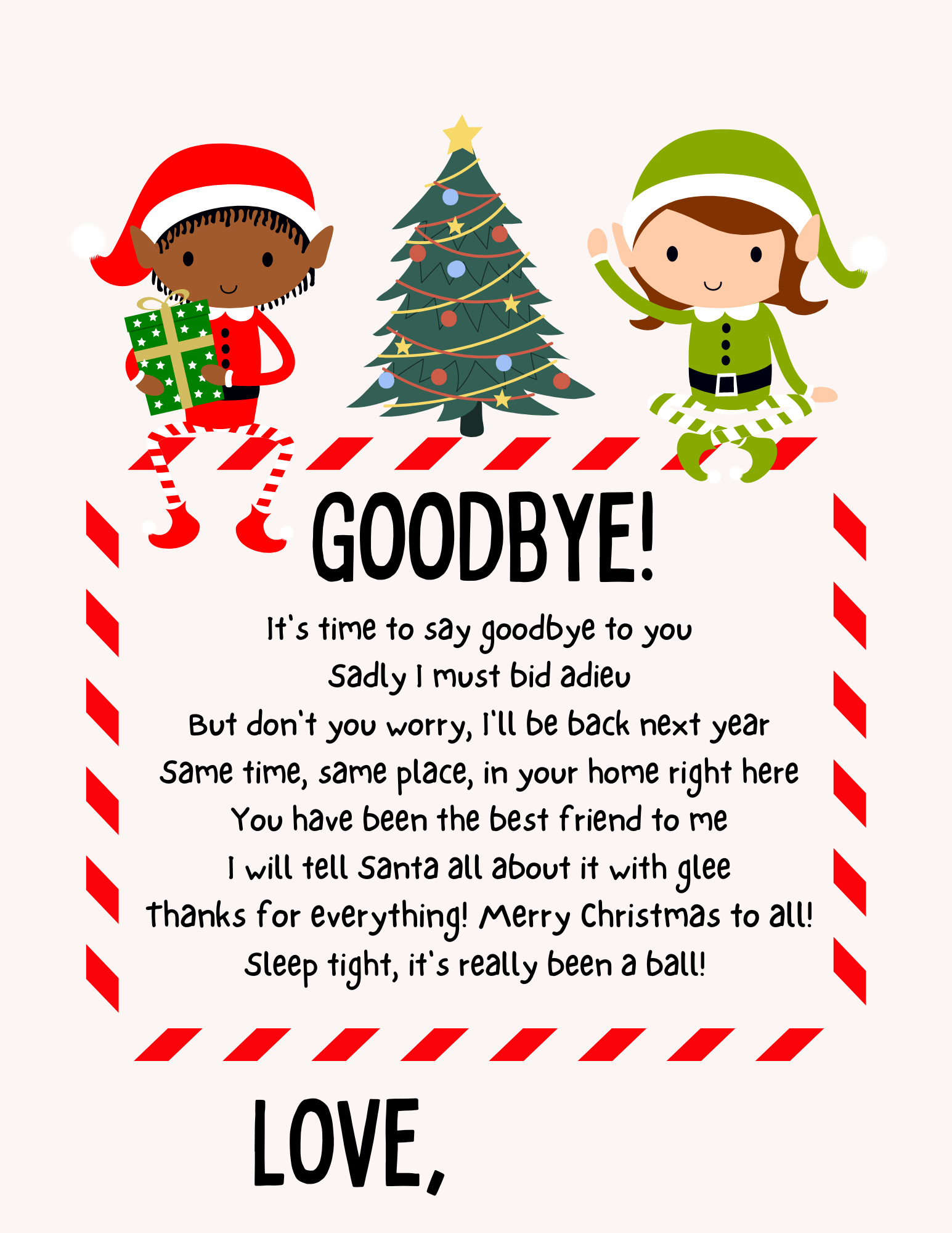 Elf Printable Goodbye Letter Printable Board Games