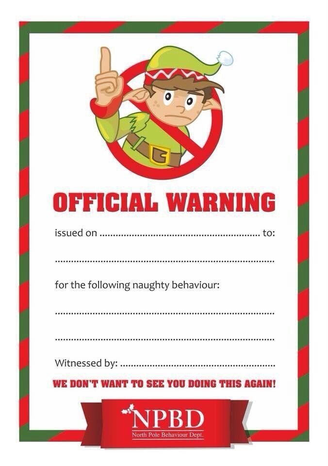 Elf Warning Letter Free Printable