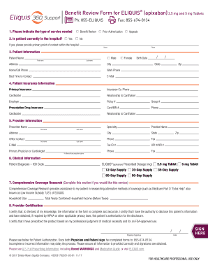 Eliquis 360 Support Fill Online Printable Fillable Blank PdfFiller