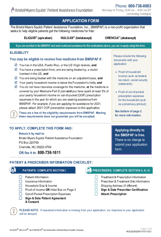 Eliquis Patient Assistance Form Printable Printable Free Templates