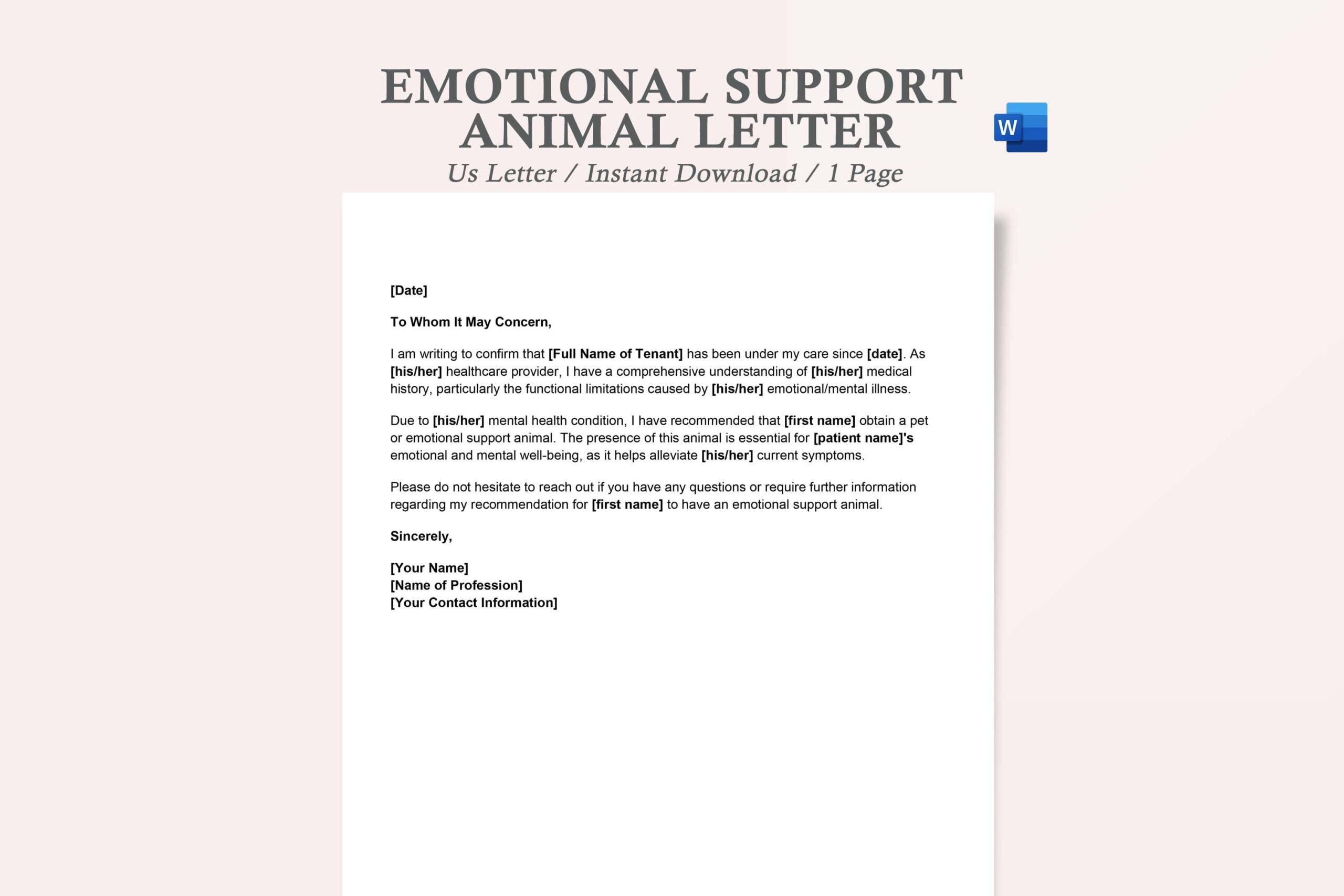 Emotional Support Animal Letter esa Letter Template support Animal Emotional Support Animal Letter esa Letter Template support Animal