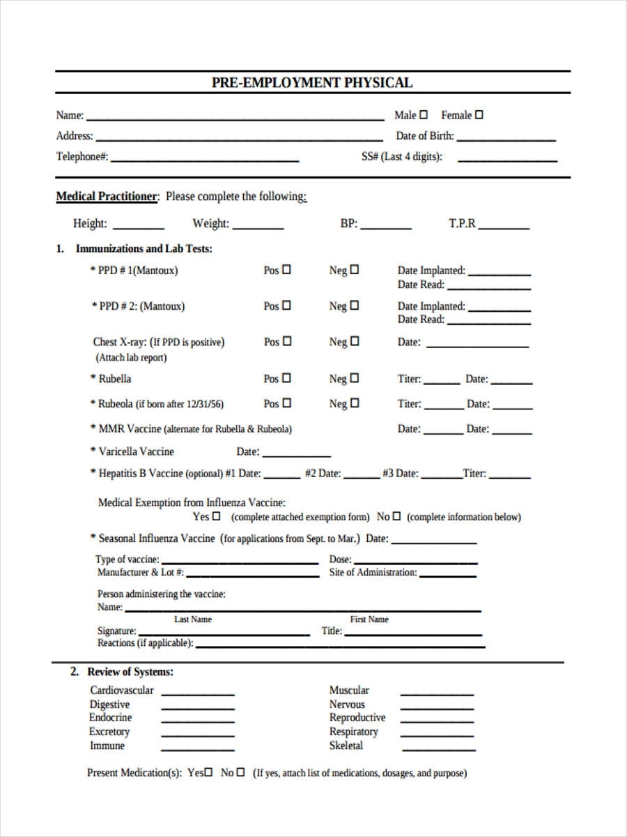 Employment Printable Blank Physical Form We Love Printables Employment Printable Blank Physical Form We Love Printables