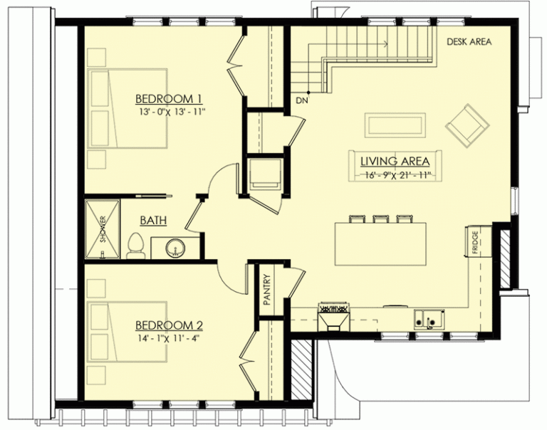 Exclusive 2 Bed Guest House Plan With Gambrel Roof 270030AF 