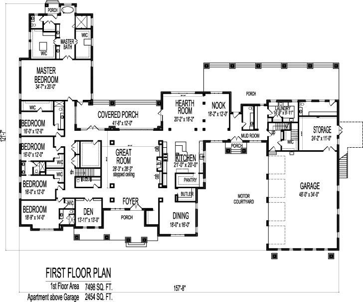 Famous Ideas 6 Bedroom House Plans One Story House Plan 6 Bedroom