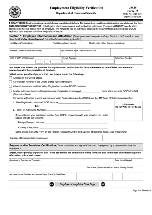 Fillable Form I 9 Employment Eligibility Verification Printable Pdf Fillable Form I 9 Employment Eligibility Verification Printable Pdf
