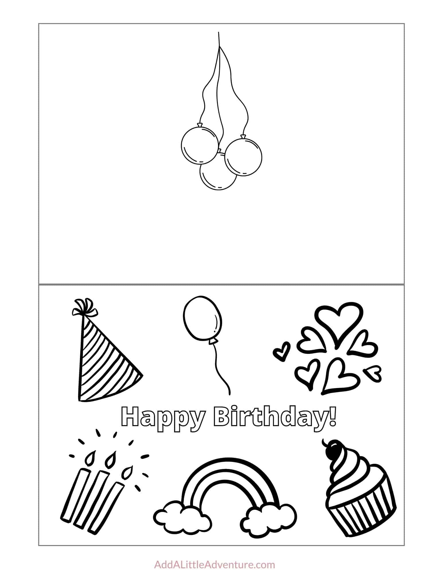 Foldable Printable Birthday Cards To Color Add A Little Adventure Foldable Printable Birthday Cards To Color Add A Little Adventure
